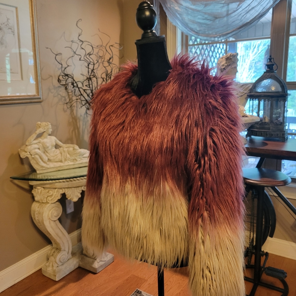 Bebe Ombre Faux Fur Coat - Picture 9 of 17